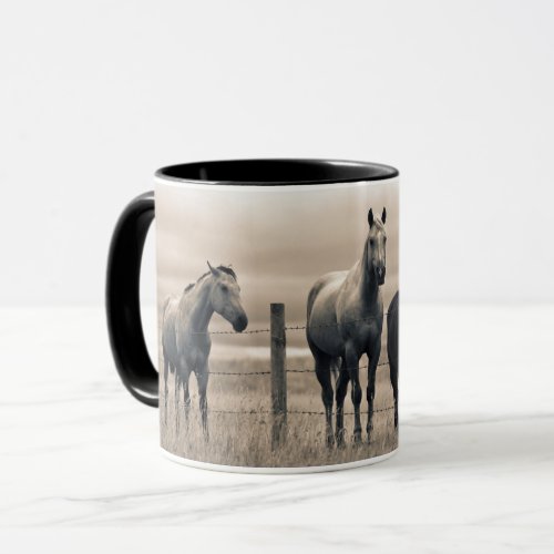 Quarter Horses On Canadian Prairie Mug