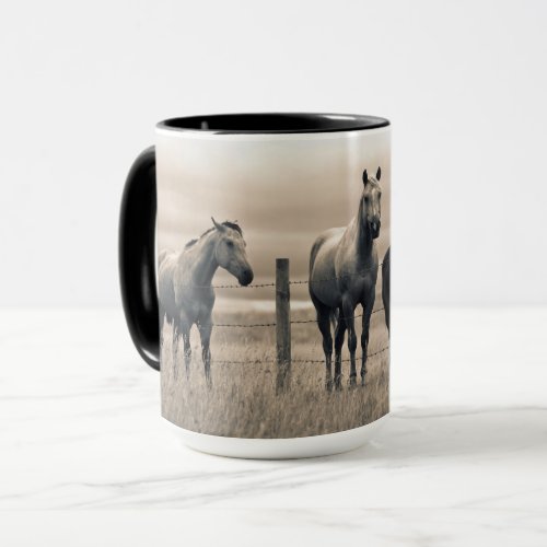 Quarter Horses On Canadian Prairie Mug