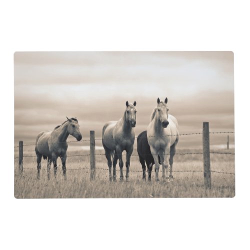 Quarter Horses On Canadian Prairie Placemat