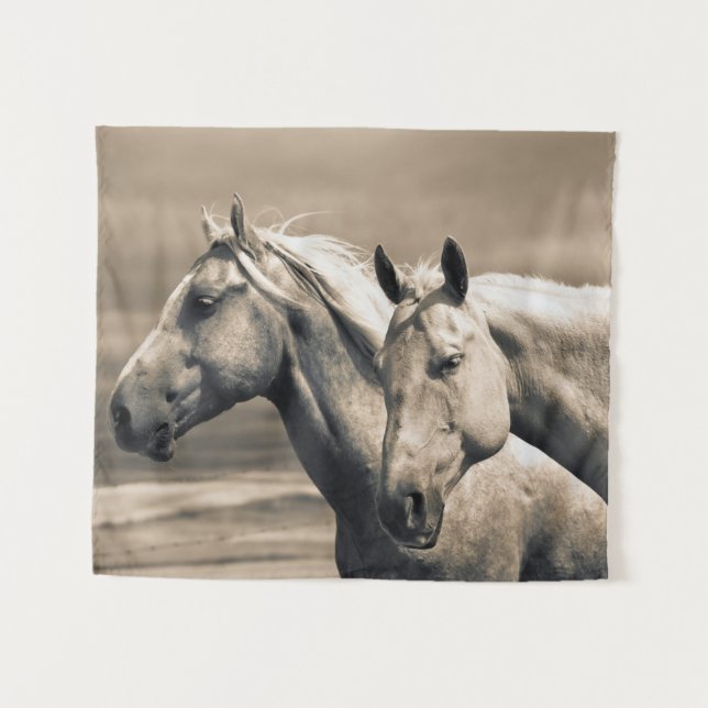Quarter Horses On Canadian Prairie Tapestry (Front (Horizontal))