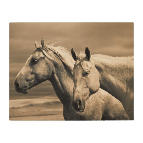 Quarter Horses On Canadian Prairie Wood Wall Art