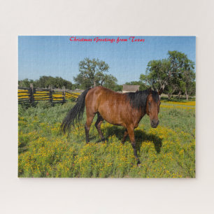 Quarter Horses Texas.Christmas Greetings Jigsaw Puzzle