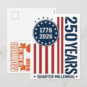 Quarter-Millennial America 1776–2026 Celebration D Holiday Postcard