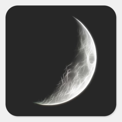Quarter Moon Lunar Planet Globe Square Sticker