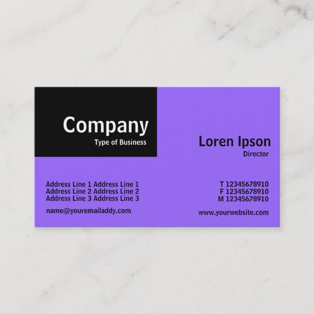 Quarter Patch - Black and Purple (9966FF) Business Card (Front)