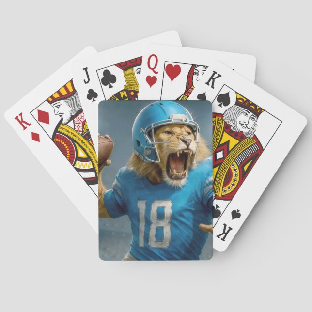 Quarterback #18 Lion Football Player Poker Cards (Back)
