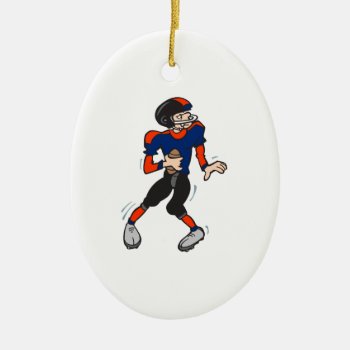 Quarterback Football Player Cartoon Ceramic Ornament by sports_shop at Zazzle