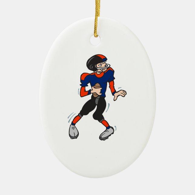 quarterback football player cartoon ceramic ornament (Front)