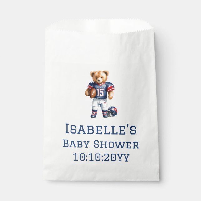 Quarterback Football Teddy Bear Baby Shower  Favor Bag (Front)
