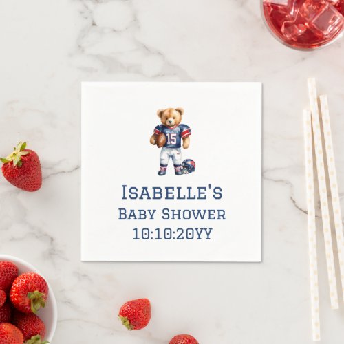 Quarterback Football Teddy Bear Baby Shower  Napkins