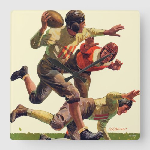 Quarterback Pass Square Wall Clock