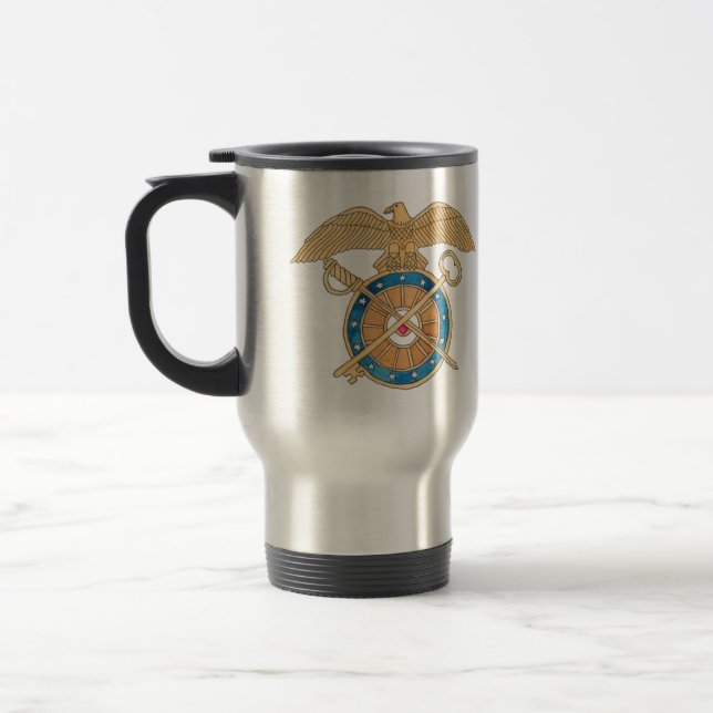 Quartermaster Army Logistics Gift Custom Name Travel Mug (Left)