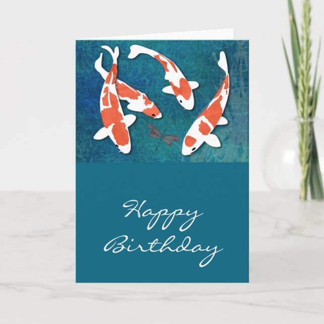 Quartet of Orange & White Kohaku Koi Card (Front)