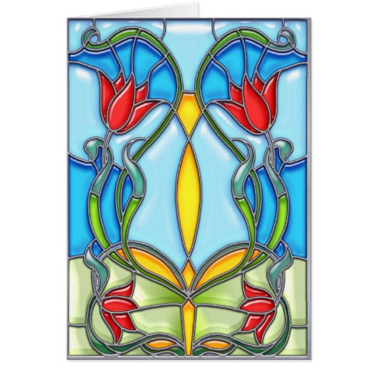 Quartet of Red Tulips Cards (Front)