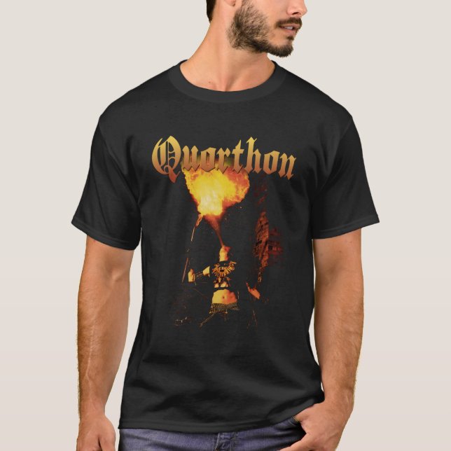 Quarthon Bathory Flames Official Merchandise T-Shirt (Front)