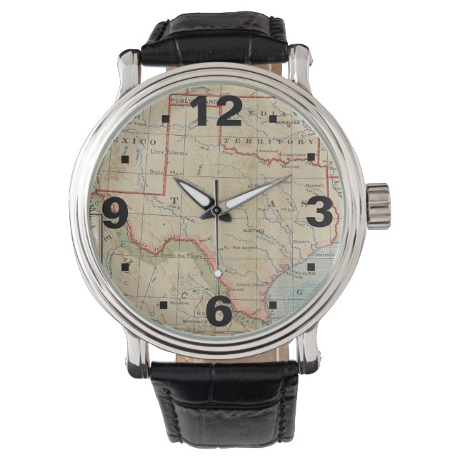 Quartz 3-Hand Large Face Map of Texas eWatch Watch (Front)