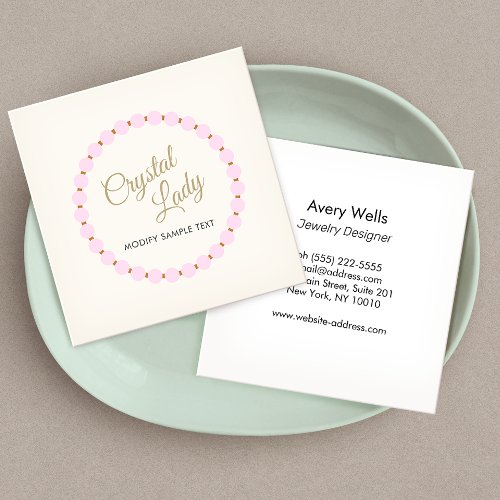 Quartz Crystal Jewelry Designer Logo Square Business Card