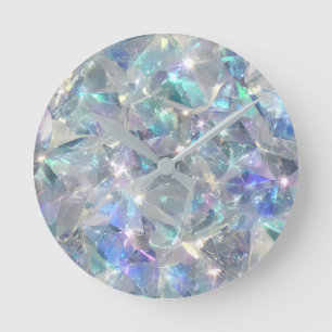 Quartz Crystal Sparkly Pattern  Round Clock