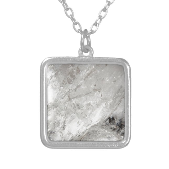 quartz crystal zen love healing stone sparkles silver plated necklace (Front)