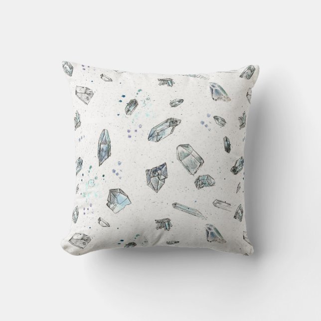 Quartz Crystals Rocks Geology Illustration Throw Pillow (Front)
