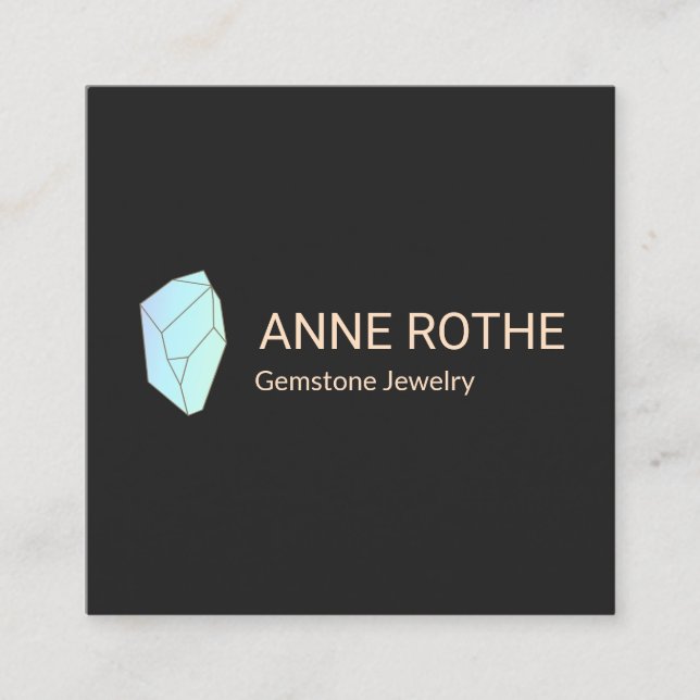 Quartz Gemstone Crystal Healer Jewelry Designer Square Business Card (Front)