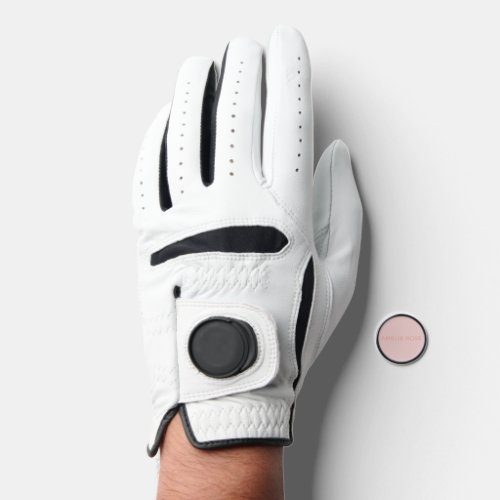 Quartz Pink Name In a Block Font on a Soft Pink Golf Glove