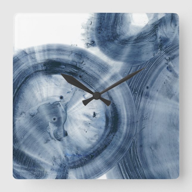 Quasars - Inky Blue Circles Square Wall Clock (Front)