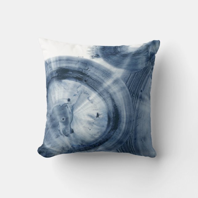 Quasars - Inky Blue Circles Throw Pillow (Front)