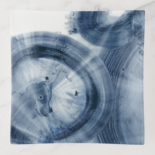 Quasars - Inky Blue Circles Trinket Tray (Front)