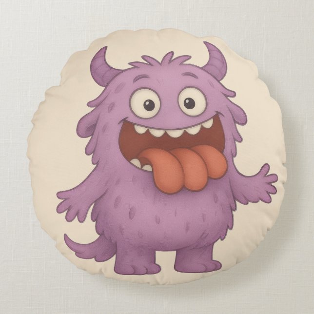 Quassel Kissen - The Chatty ADHD Monster Round Pillow (Front)