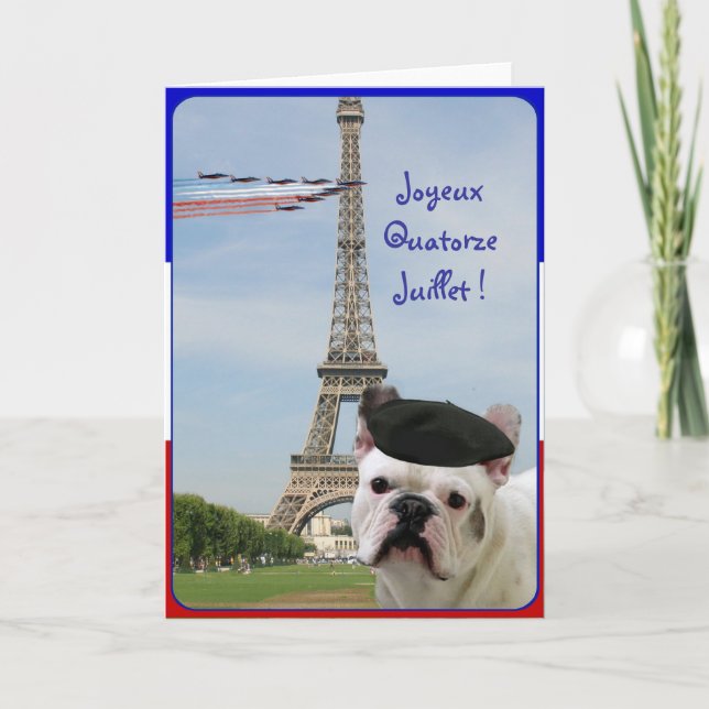 Quatorze Juillet French Bulldog greeting card (Front)