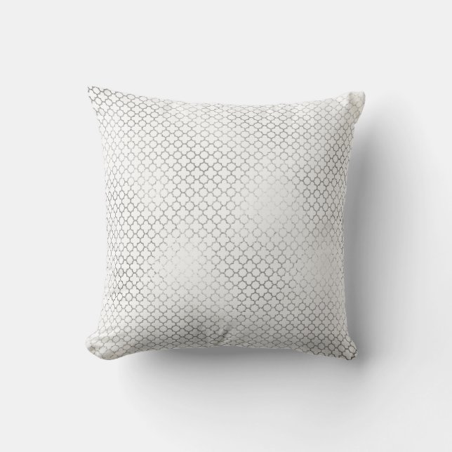 Quatrefoil Art Deco White Delicate Geometric Glam Throw Pillow (Front)