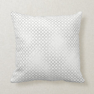 Quatrefoil Art Deco White Delicate Geometric Glam Throw Pillow
