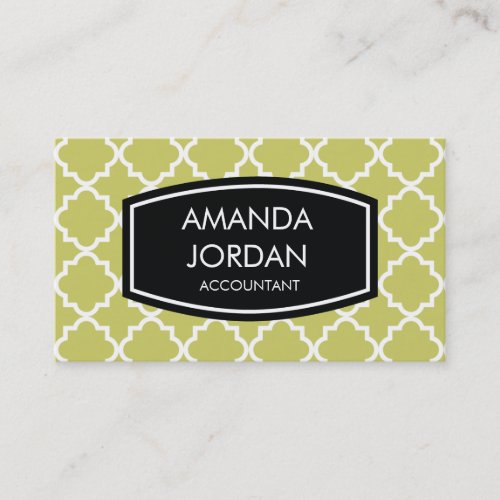 Quatrefoil Background Business Card - olive
