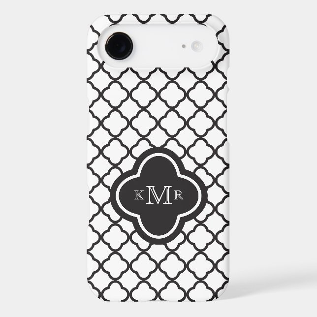 Quatrefoil Black White Pattern Stylish Monogram Iphone Case (Back)