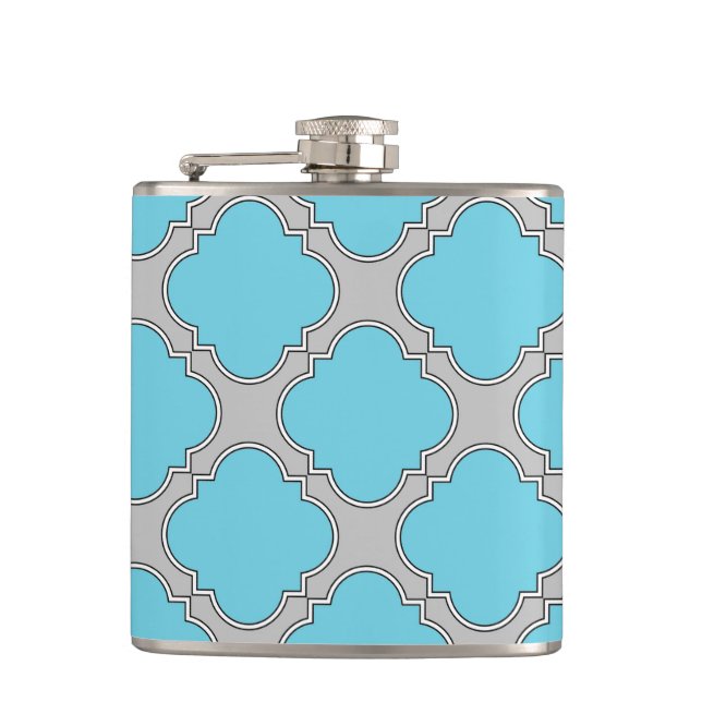 Quatrefoil blue and gray flask (Front)