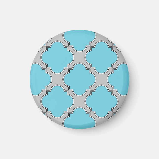 Quatrefoil blue and gray magnet (Front)