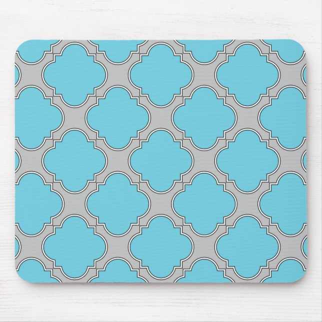 Quatrefoil blue and gray mouse pad (Front)