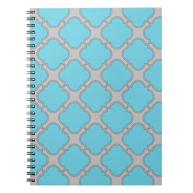 Quatrefoil blue and gray notebook (Front)