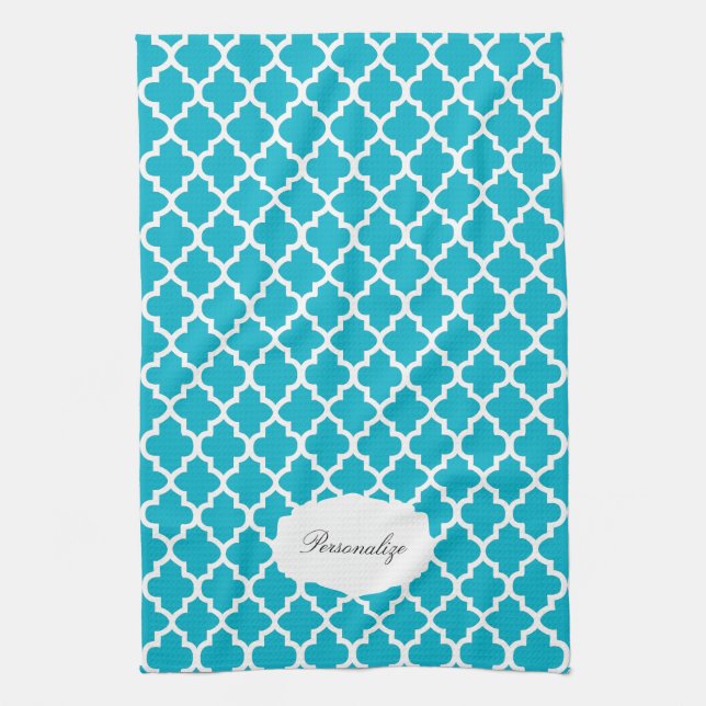 Quatrefoil Blue & White | DIY Color Kitchen Towel (Vertical)