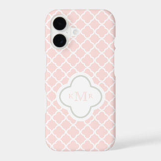 Quatrefoil Blush Pink Pattern Stylish Monogram iPhone 17 Case