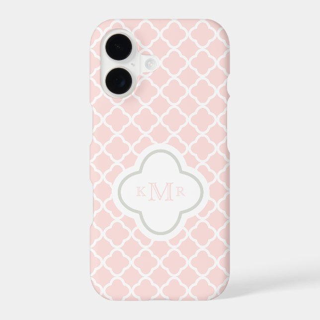 Quatrefoil Blush Pink Pattern Stylish Monogram Case-Mate iPhone Case (Back)
