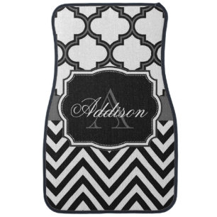 Quatrefoil Chevron Monogram Car Floor Mat