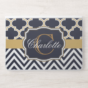 Quatrefoil Chevron Monogram HP Laptop Skin