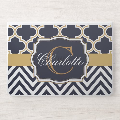 Quatrefoil Chevron Monogram HP Laptop Skin