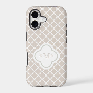 Quatrefoil Cream Latte Pattern Stylish Monogram iPhone 17 Case