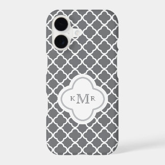 Quatrefoil Dark Gray Chic Pattern Stylish Monogram iPhone 17 Case