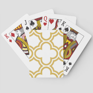 Quatrefoil design in gold poker cards