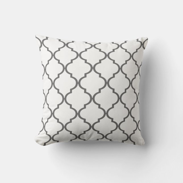 Quatrefoil DIY CHOOSE YOUR OWN COLOR | grey Throw Pillow (Front)