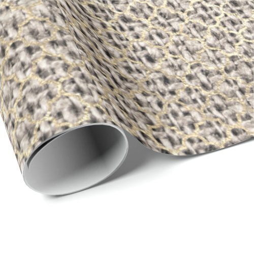 Quatrefoil Foxier Gold Creamy Beige Linen Wrapping Paper
